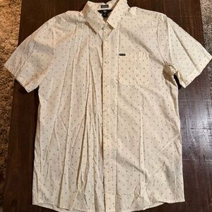 Volcom Cream Subtle Print Short Sleeve Button-Up Shirt - XL